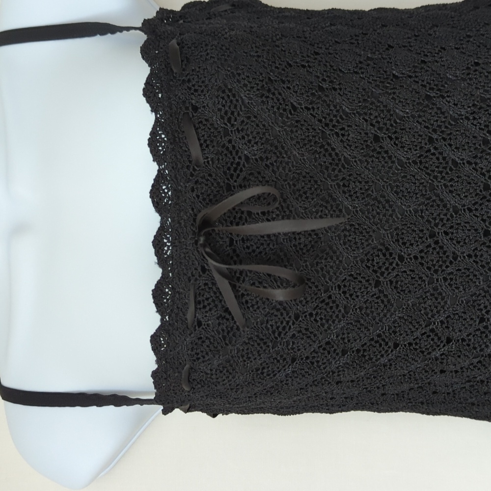 Laundry By Shelli Segal Petites | Black Crochet Scalloped Hem Strappy Dress - Picture 11 of 16